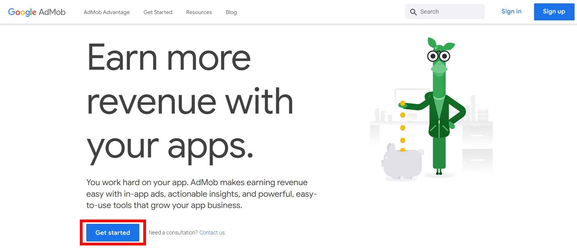 AdMob home page