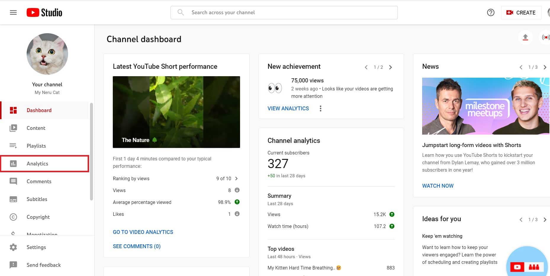 youtube dashboard