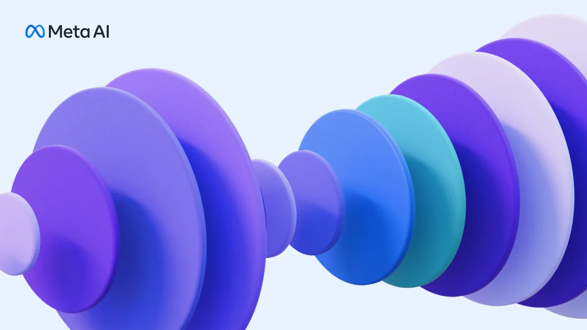 AudioGen producing a sound effect from a text description: a prompt for ambient environmental audio and the generated clip ready to preview and download.